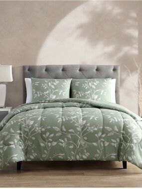 Sage Green Botanical Comforter Set - Soft Printed Bedding